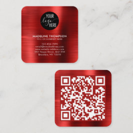 Logo-QR-Code der gebürsteten Metallic Red Company Quadratische Visitenkarte