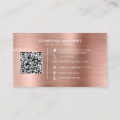 Logo-QR-Code der gebürsteten Metallic-Rose Visitenkarte (Rückseite)