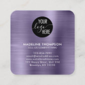 Logo-QR-Code der gebürsteten Metalllavenderfirma Quadratische Visitenkarte (Vorderseite)