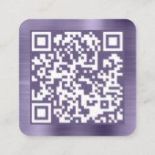Logo-QR-Code der gebürsteten Metalllavenderfirma Quadratische Visitenkarte (Rückseite)