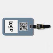 Logo QR Code Dusty Blue Gray Business Promotions Gepäckanhänger (Vorderseite horizontal)