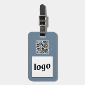 Logo QR Code Dusty Blue Gray Business Promotions Gepäckanhänger (Vorderseite vertikal)