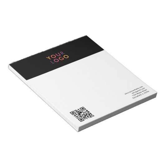 Logo QR Code Einfache schwarze Notepad Notizblock (angewinkelt)