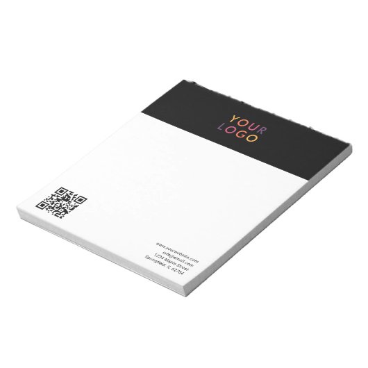 Logo QR Code Einfache schwarze Notepad Notizblock (Rotiert)