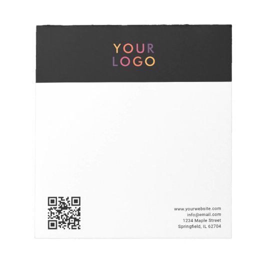 Logo QR Code Einfache schwarze Notepad Notizblock (Vorderseite)