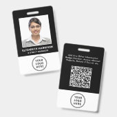 Logo QR Code Employee Photo ID Black Ausweis (Vorder- & Rückseite)
