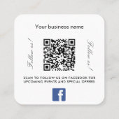 Logo QR Code Facebook folgen uns weiß Quadratische Visitenkarte (Rückseite)