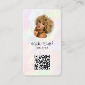 Logo QR Code & Foto Iridescent Holographic Girl Visitenkarte (Vorderseite)