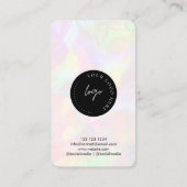 Logo QR Code & Foto Iridescent Holographic Girl Visitenkarte (Rückseite)