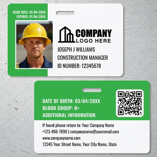 Logo-QR-Code für benutzerdefinierte Baustelle-ID Ausweis