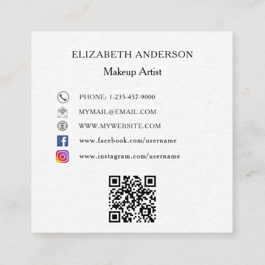 Logo-QR-Code für Social-Media-Markenprämie Quadratische Visitenkarte (Rückseite)