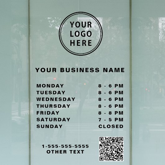 Logo QR-Code Geschäftszeiten Fensteraufkleber