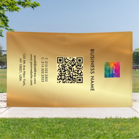 Logo QR Code Gold Offdoor Vertikale Werbung Banner (Außenbereich)