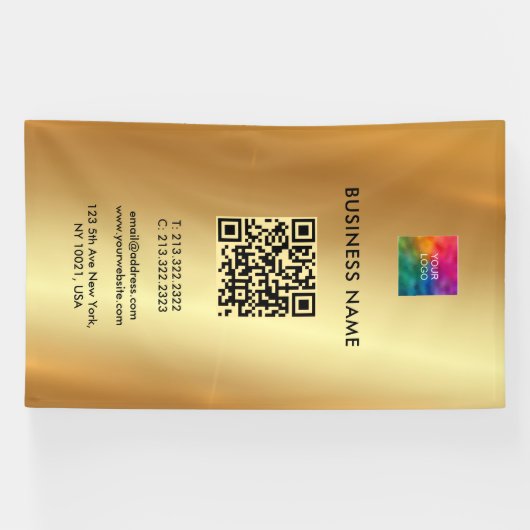 Logo QR Code Gold Offdoor Vertikale Werbung Banner (Horizontal)