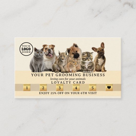 Logo QR Code Gold Pets Treuekarte (Vorderseite)