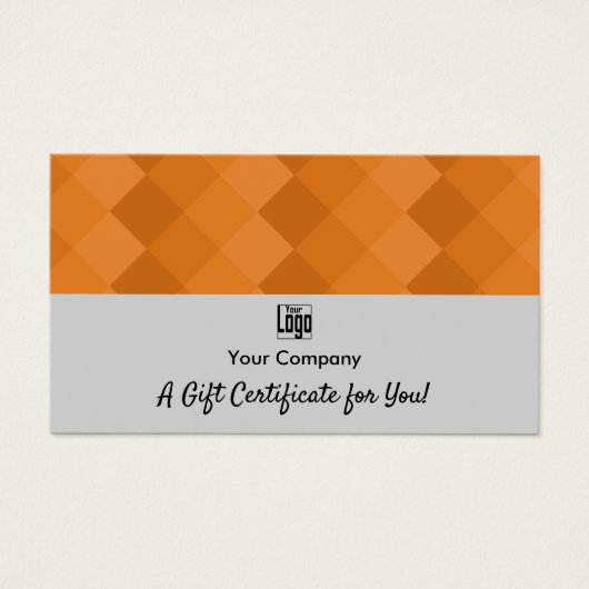 Logo QR Code Grau Schwarz Orange Geschenkgutschein (Vorderseite)