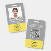 Logo-QR-Code Graugelbe Foto-ID des Mitarbeiters Ausweis (Vorder- & Rückseite)