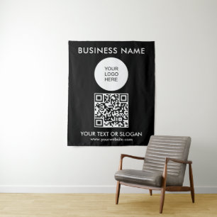 Logo-QR-Code-Hintergrund für Party-Event-Seminar Wandteppich
