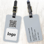 Logo QR Code Light Blue Business Promotion Gepäckanhänger<br><div class="desc">Einfaches Logo und QR Code Design für Ihr Unternehmen. Ersetzen Sie das Logo, den QR-Code Ziel-URL und den Namen und die Adressdaten durch Ihre eigenen - oder verließ Sie das hintere Leerzeichen. Ändern Sie die Hintergrundfarbe im Entwurfswerkzeug, um sie anzupassen. Ideal als Werbeartikel für Kunden, Kunden und Mitarbeiter, für Geschäftsreisen...</div>