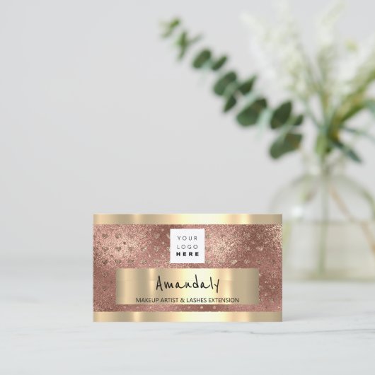 Logo QR CODE Logo Glitzer Rosa Visitenkarte (Stehend Vorderseite)