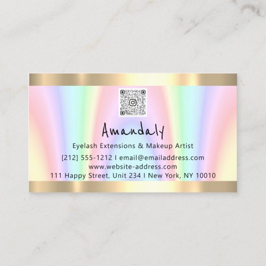Logo QR CODE Logo Gold Holograph Beauty Visitenkarte (Rückseite)