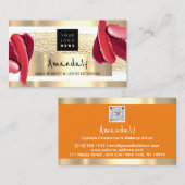 Logo QR CODE Logo Gold Pink Strokes Makeup Artist Visitenkarte (Vorne/Hinten)