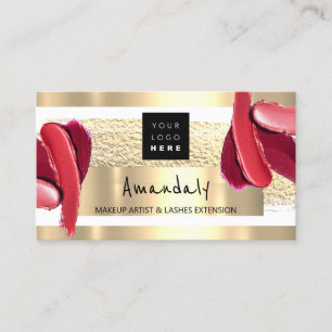 Logo QR CODE Logo Gold Pink Strokes Makeup Artist Visitenkarte