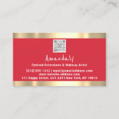 Logo QR CODE Logo Gold Red Strokes Makeup Artist Visitenkarte (Rückseite)