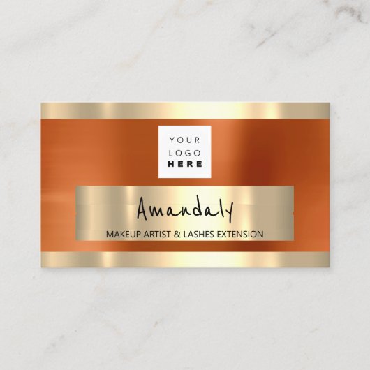 Logo QR CODE-Logo Metallisch Orange Visitenkarte (Vorderseite)