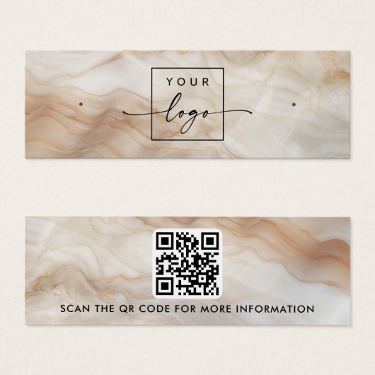 Logo QR code marble look stud earring display card (Vorne & Hinten)