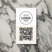 Logo-QR-Code Minimalistisch Beige Visitenkarte