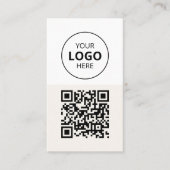 Logo-QR-Code Minimalistisch Beige Visitenkarte (Vorderseite)