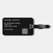 Logo QR-Code Minimalistisch Black Business Gepäckanhänger (Rückseite horizontal)