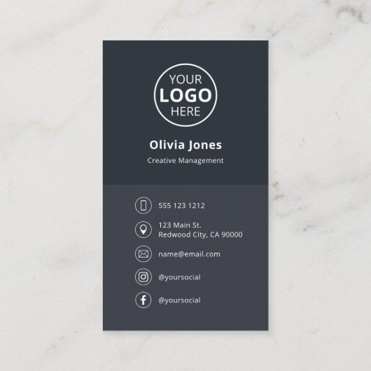 Logo QR-Code Minimalistisch grau Visitenkarte (Rückseite)