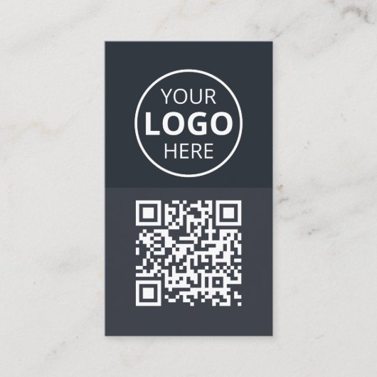 Logo QR-Code Minimalistisch grau Visitenkarte (Vorderseite)