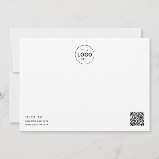 Logo QR Code Minimalistisch Modern White Note Card Mitteilungskarte (Vorderseite)