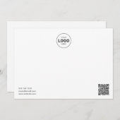 Logo QR Code Minimalistisch Modern White Note Card Mitteilungskarte (Vorne/Hinten)