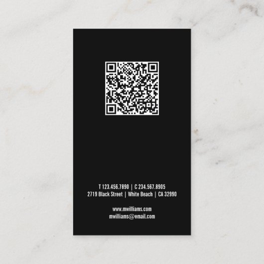 Logo QR Code Minimalistisch Schwarz Moderne Custom Visitenkarte (Rückseite)