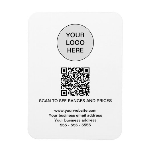 Logo QR Code Modern White Magnet (Vertikal)