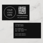 Logo QR Code Moderne Black Business Card Visitenkarte (Vorne/Hinten)