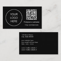 Logo QR Code Moderne Black Business Card