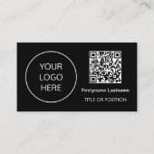 Logo QR Code Moderne Black Business Card Visitenkarte (Vorderseite)