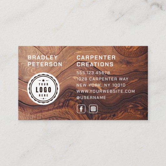 Logo QR Code Moderne Holzschreinerkonstruktion Visitenkarte (Vorderseite)