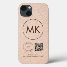 Logo QR-Code Monogram Creme Imitat Leather Case-Mate iPhone Hülle
