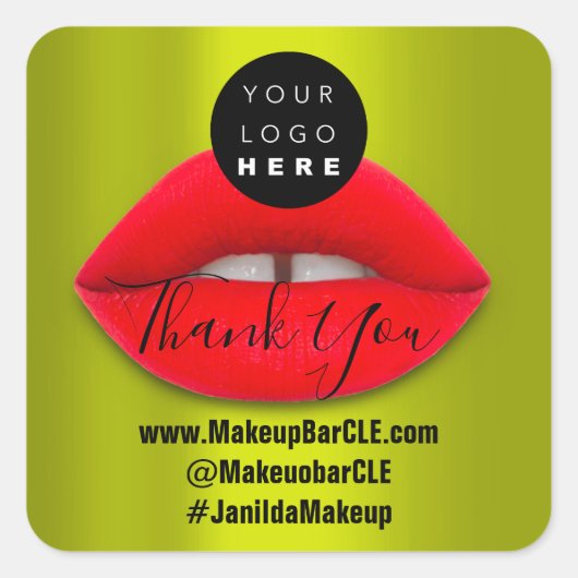 Logo QR-Code Name Danke, dass Sie die Roten Lippen Quadratischer Aufkleber (Vorderseite)