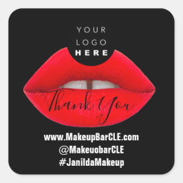 Logo QR-Code Name Danke, dass Sie die roten Lippen Quadratischer Aufkleber