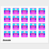 Logo QR-Code-Name Danke, dass Sie Pink Lips blau k Quadratischer Aufkleber (Blatt)