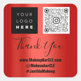 Logo QR Code Name Vielen Dank Einkauf Web Social R Quadratischer Aufkleber