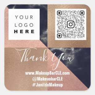 Logo-QR-Code-Name Vielen Dank Shopping Marble Blus Quadratischer Aufkleber