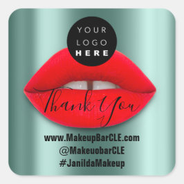 Logo QR-Code Name Vielen Dank Shopping Red Lips Aq Quadratischer Aufkleber